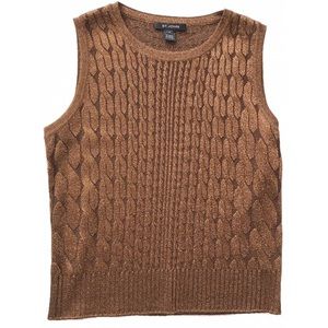 St. John Brown Metallic Sparkle Knit Top